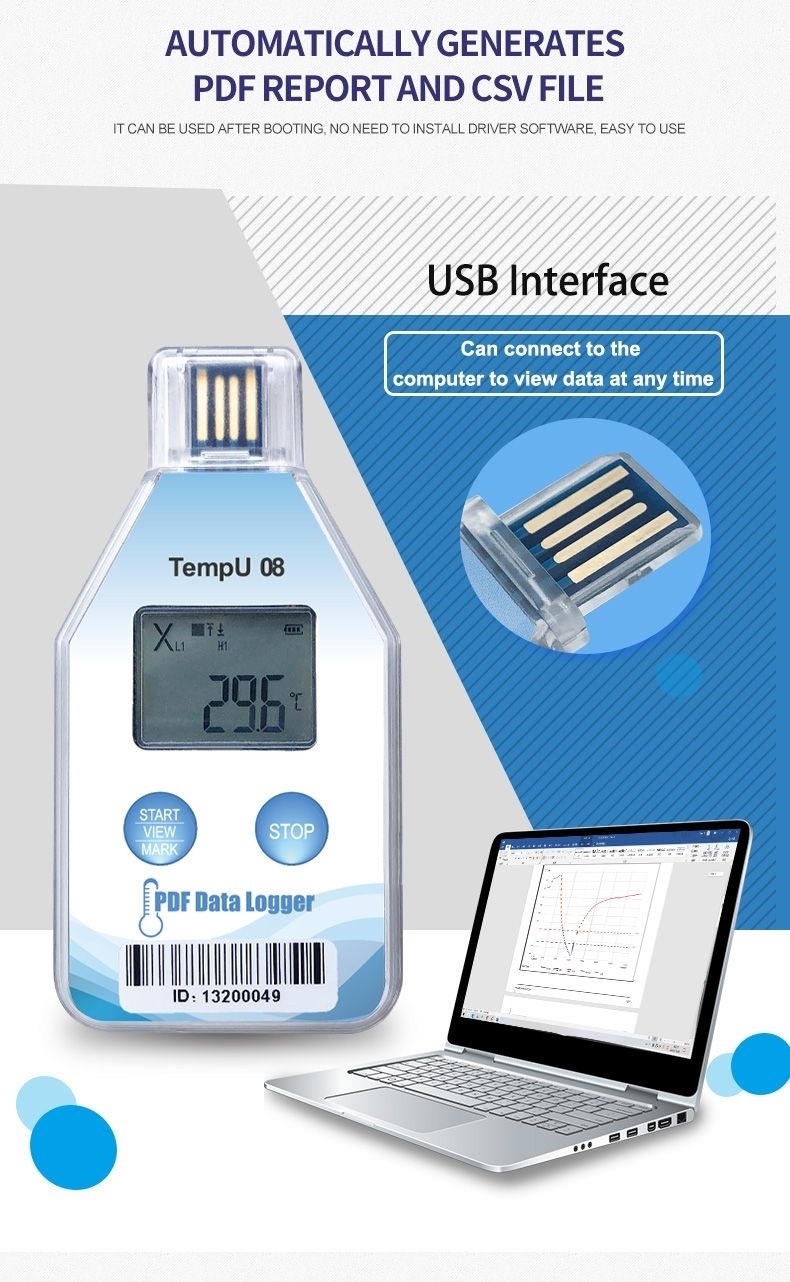 Tzone TempU08 Single Use PDF Temperature Data Logger OneTemp